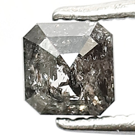 4.5 MM Earth Mined Emerald Shape Diamond 0.59 CT Grey Black Color Diamond Loose Natural Salt and Pepper Diamond Engagement Ring
