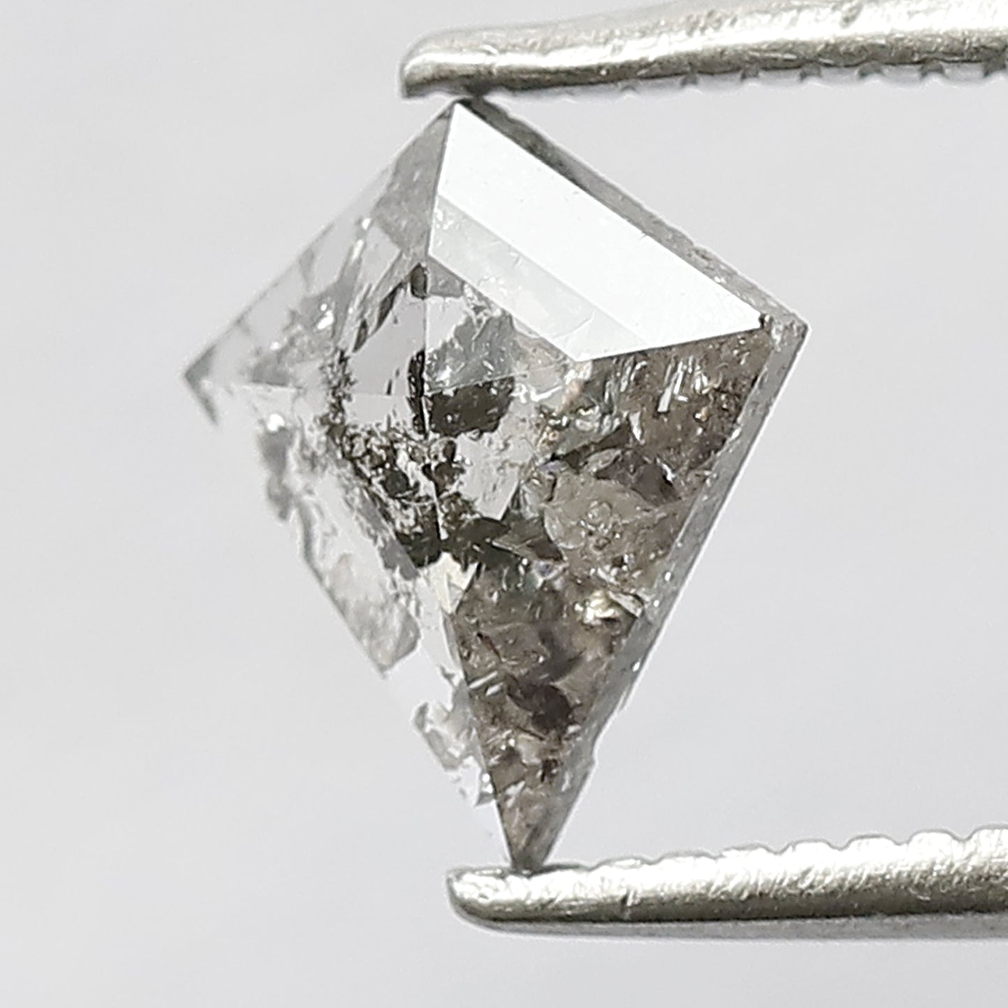0.62 CT Translucent Kite Shape Loose Diamond, Natural Gray Black Conflict Free Salt and Pepper Diamond