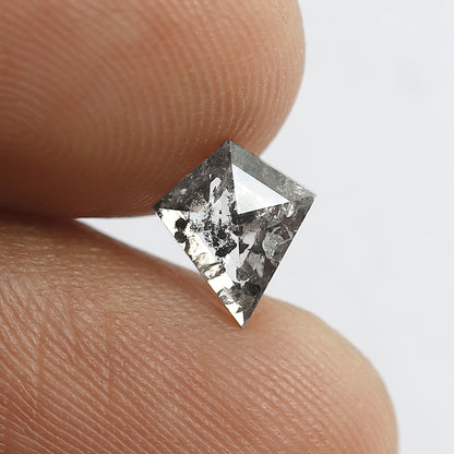 0.62 CT Translucent Kite Shape Loose Diamond, Natural Gray Black Conflict Free Salt and Pepper Diamond