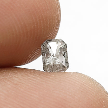 0.40 CT Emerald Shape Diamond Earth Mined Loose Natural 4.7 MM Grey Black Color Salt and Pepper Diamond Custom Wedding Ring