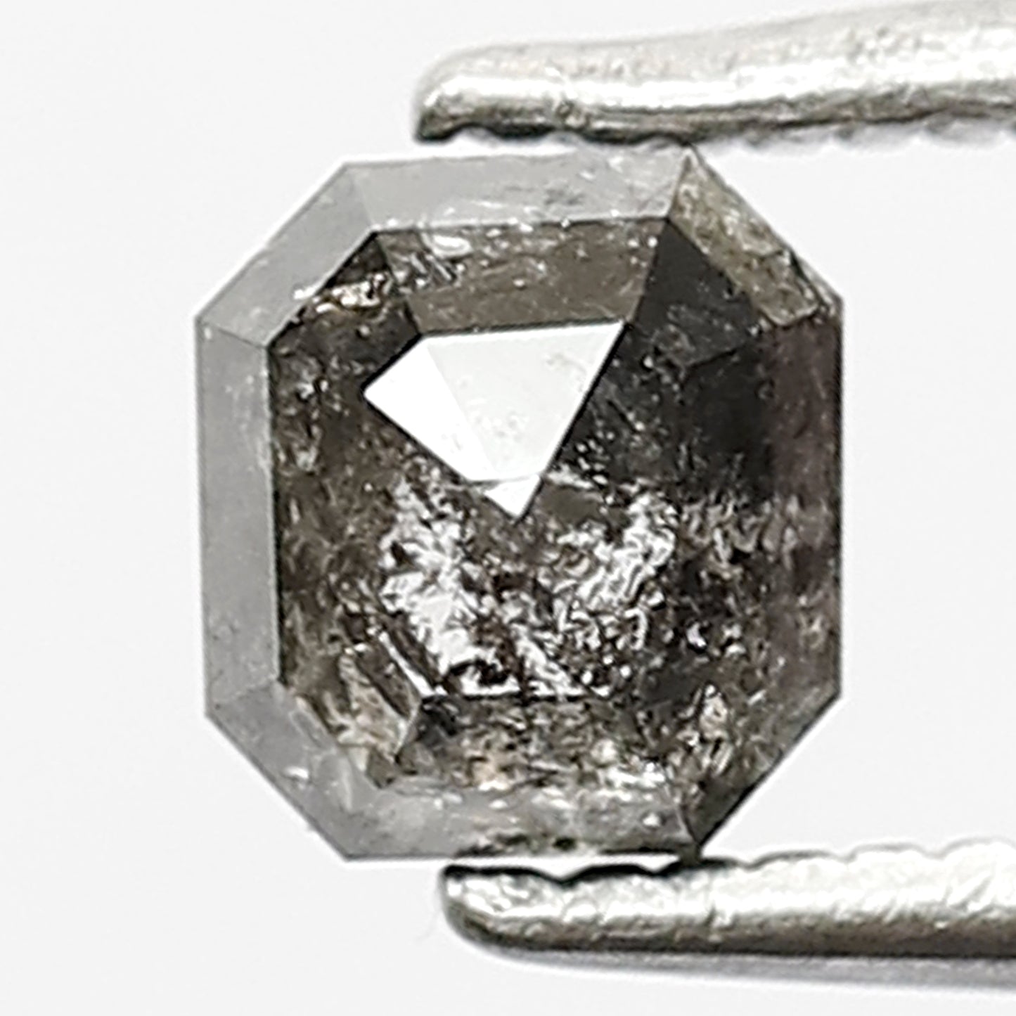 0.75 CT Loose Natural Conflict Free Natural Grey Black Color Diamond 4.9 MM Emerald Shape Diamond Salt and Pepper Diamond