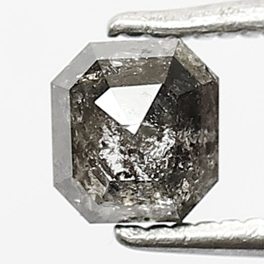0.75 CT Loose Natural Conflict Free Natural Grey Black Color Diamond 4.9 MM Emerald Shape Diamond Salt and Pepper Diamond