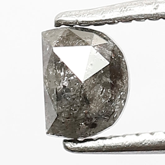 0.64 CT Unique Half Moon Shape Diamond Loose Natural 3.9 MM Grey Black Color Salt and Pepper Diamond Custom Vintage Type Jewelry