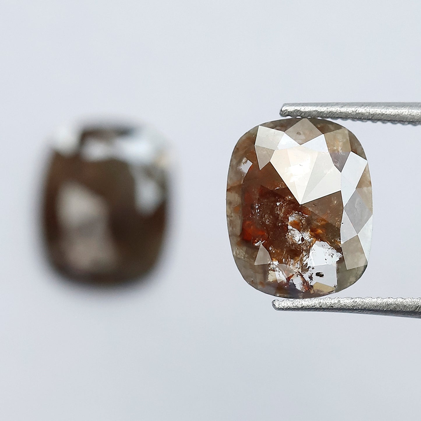 2.17 Ct Cushion Shape Rustic Diamond Pair | Natural Reddish Gray Conflict Free Loose Diamonds for Ring & Jewelry