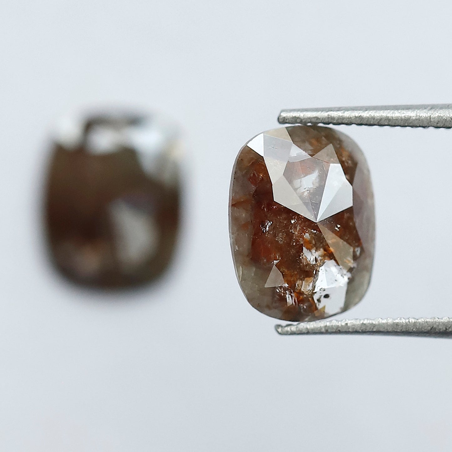 2.17 Ct Cushion Shape Rustic Diamond Pair | Natural Reddish Gray Conflict Free Loose Diamonds for Ring & Jewelry