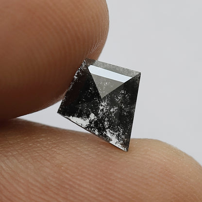 0.73 CT Kite Shape Translucent Loose Earth Mined Diamond, Natural Gray Black Salt and Pepper Diamond For Making Jewelry Design