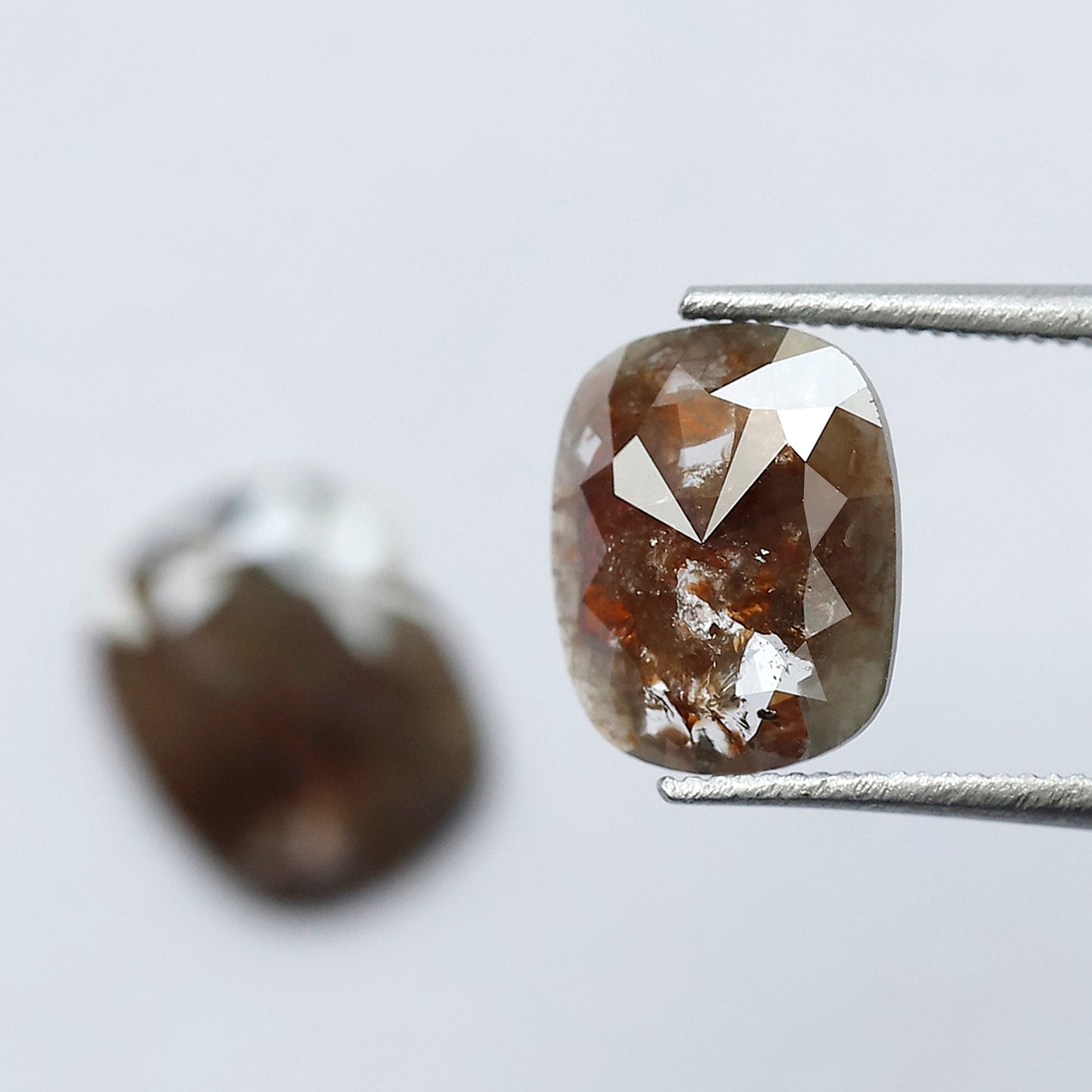 2.17 Ct Cushion Shape Rustic Diamond Pair | Natural Reddish Gray Conflict Free Loose Diamonds for Ring & Jewelry
