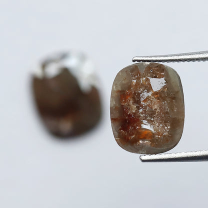 2.17 Ct Cushion Shape Rustic Diamond Pair | Natural Reddish Gray Conflict Free Loose Diamonds for Ring & Jewelry