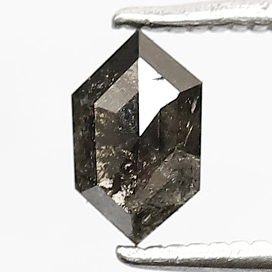 6.6 MM Natural Grey Black Color Diamond 0.69 CT Hexagon Shape Diamond Loose Natural Earth Mined Salt and Pepper Diamond Wedding Ring