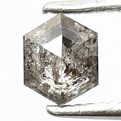 0.53 CT Hexagon shape Step-cut Natural Loose Diamond, Grey black color 5 mm Stunning Salt and pepper ideal for custom Diamond wedding Ring