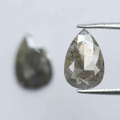 2.44 Ct Pear Shape Rustic Diamond Pair | Natural Earth Mined Loose Diamonds | 10.40 mm Matching Stones for Earrings