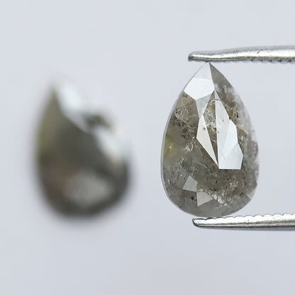 2.44 Ct Pear Shape Rustic Diamond Pair | Natural Earth Mined Loose Diamonds | 10.40 mm Matching Stones for Earrings
