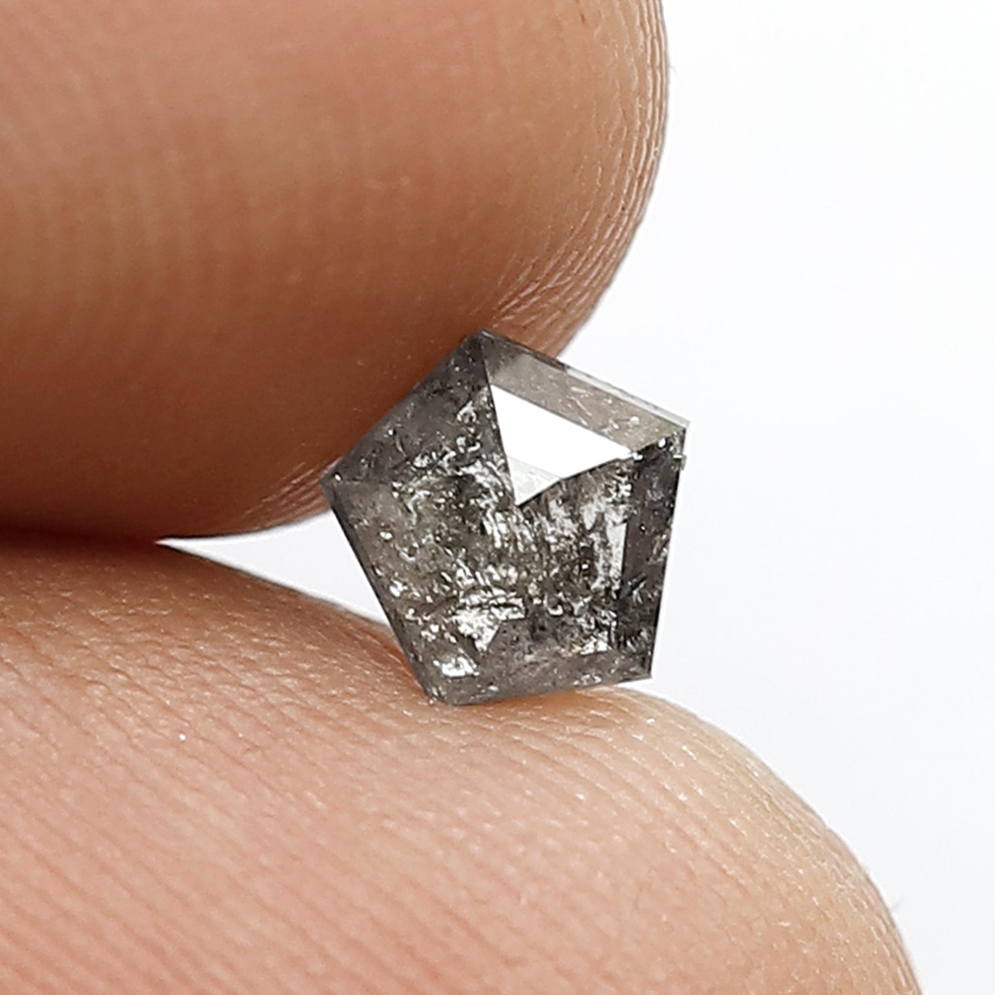 5.5 MM Loose Natural 0.63 CT Grey Black Color Unique Geometric Shape Diamond Salt and Pepper Diamond Custom Wedding Jewelry