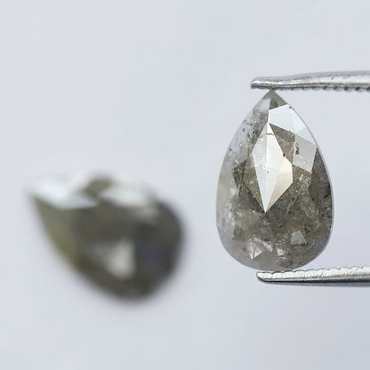 2.44 Ct Pear Shape Rustic Diamond Pair | Natural Earth Mined Loose Diamonds | 10.40 mm Matching Stones for Earrings