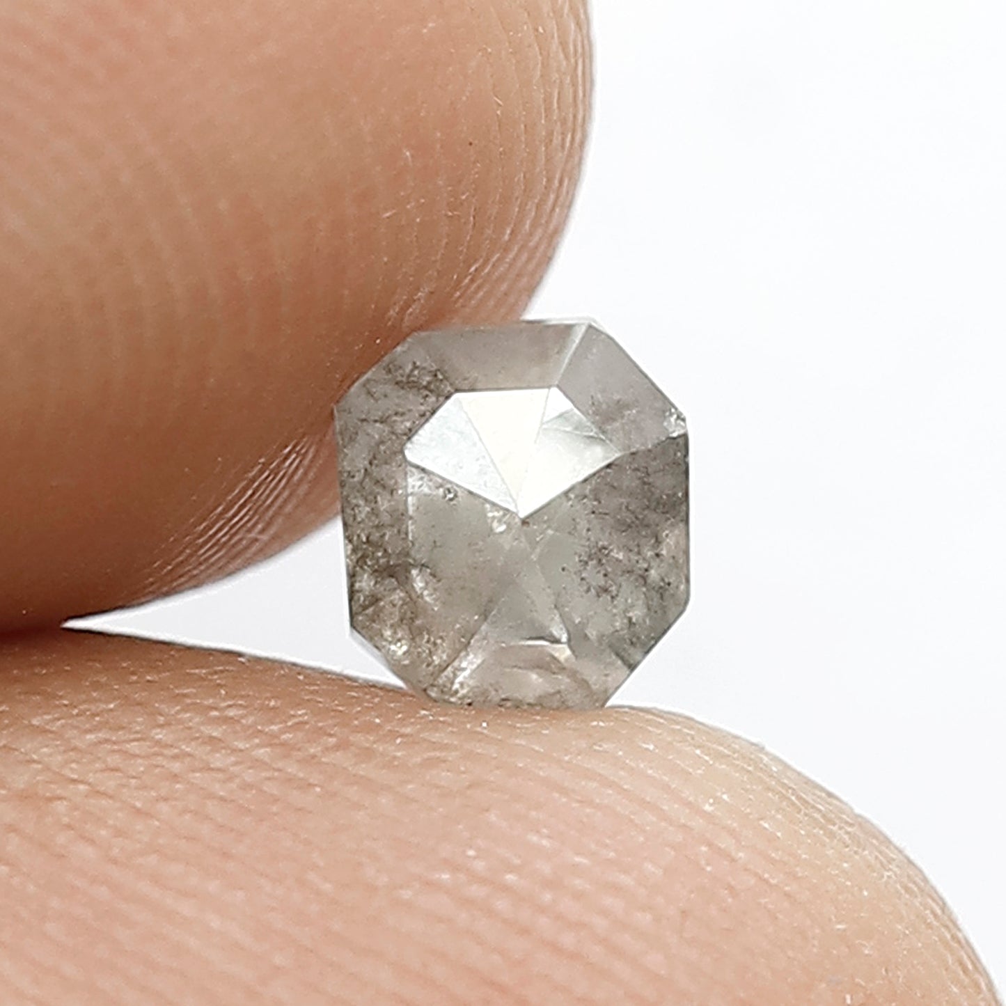 0.76 CT Unique Geometric Shape Diamond Loose Natural Grey Black Color 5.2 MM Ethically Sourced Salt and Pepper Diamond Ring