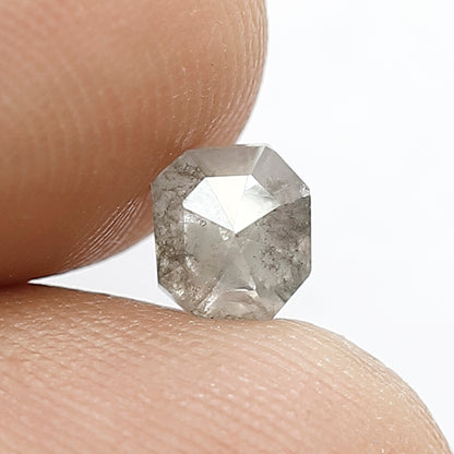 0.76 CT Unique Geometric Shape Diamond Loose Natural Grey Black Color 5.2 MM Ethically Sourced Salt and Pepper Diamond Ring