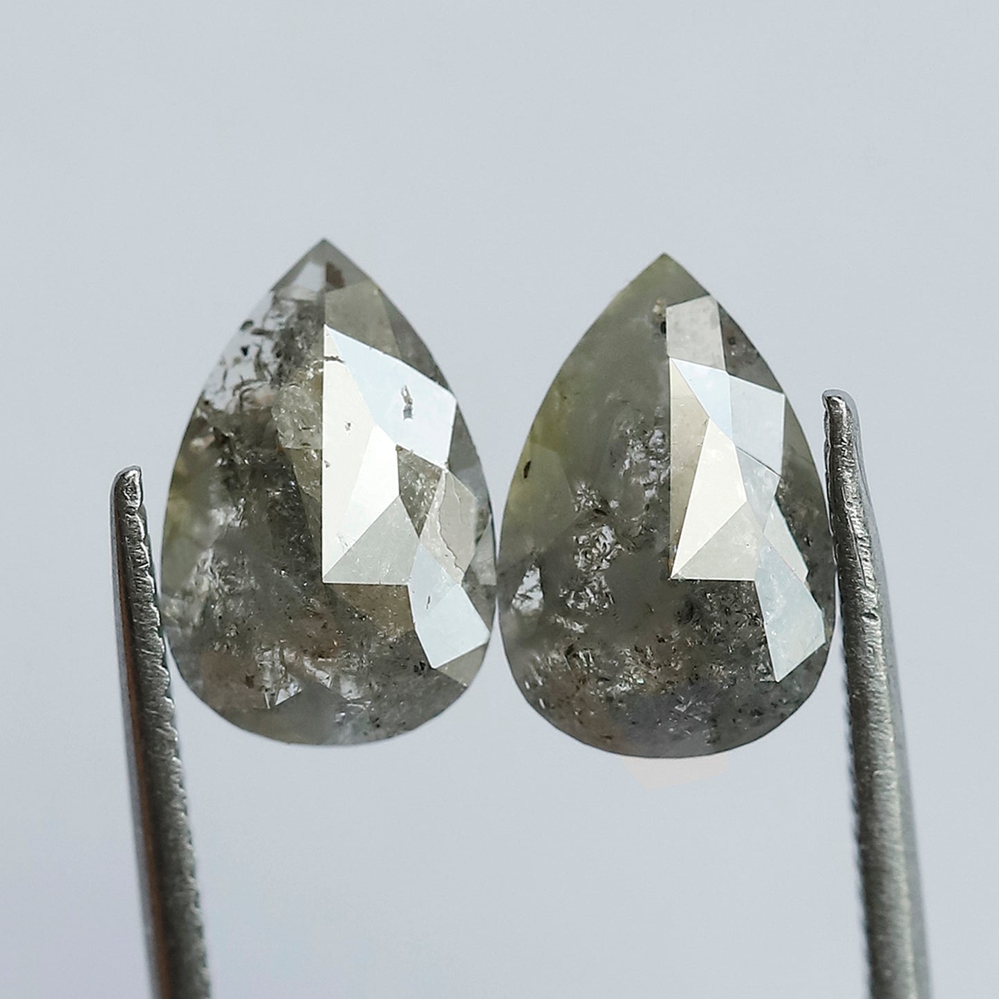 2.44 Ct Pear Shape Rustic Diamond Pair | Natural Earth Mined Loose Diamonds | 10.40 mm Matching Stones for Earrings