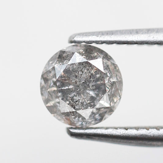 0.62 Ct Round Brilliant Salt and Pepper Diamond, Gray Black Natural Loose Diamond, 5.00 mm Conflict Free Anniversary Ring Stone