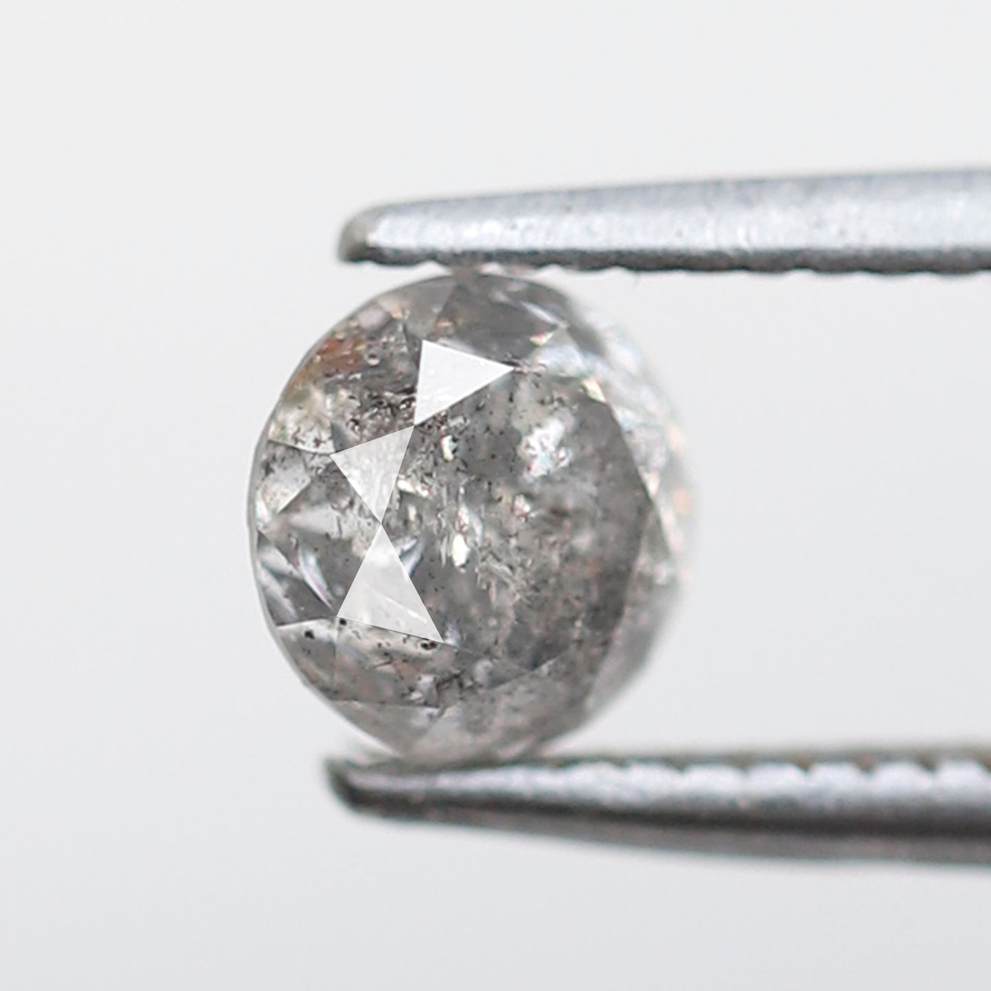 0.62 Ct Round Brilliant Salt and Pepper Diamond, Gray Black Natural Loose Diamond, 5.00 mm Conflict Free Anniversary Ring Stone