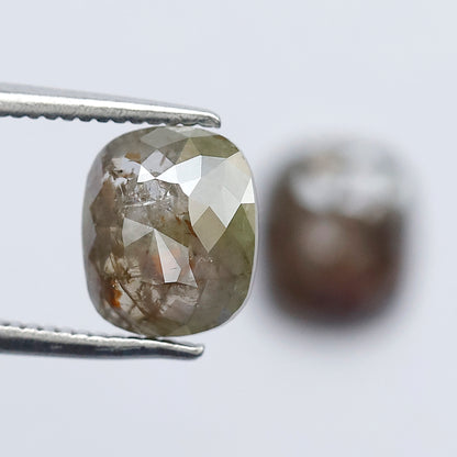 2.52 CT Pair of Cushion cut Rustic Diamonds, 7.80 mm Natural Loose Ethical Diamond For Earrings and Jewelry