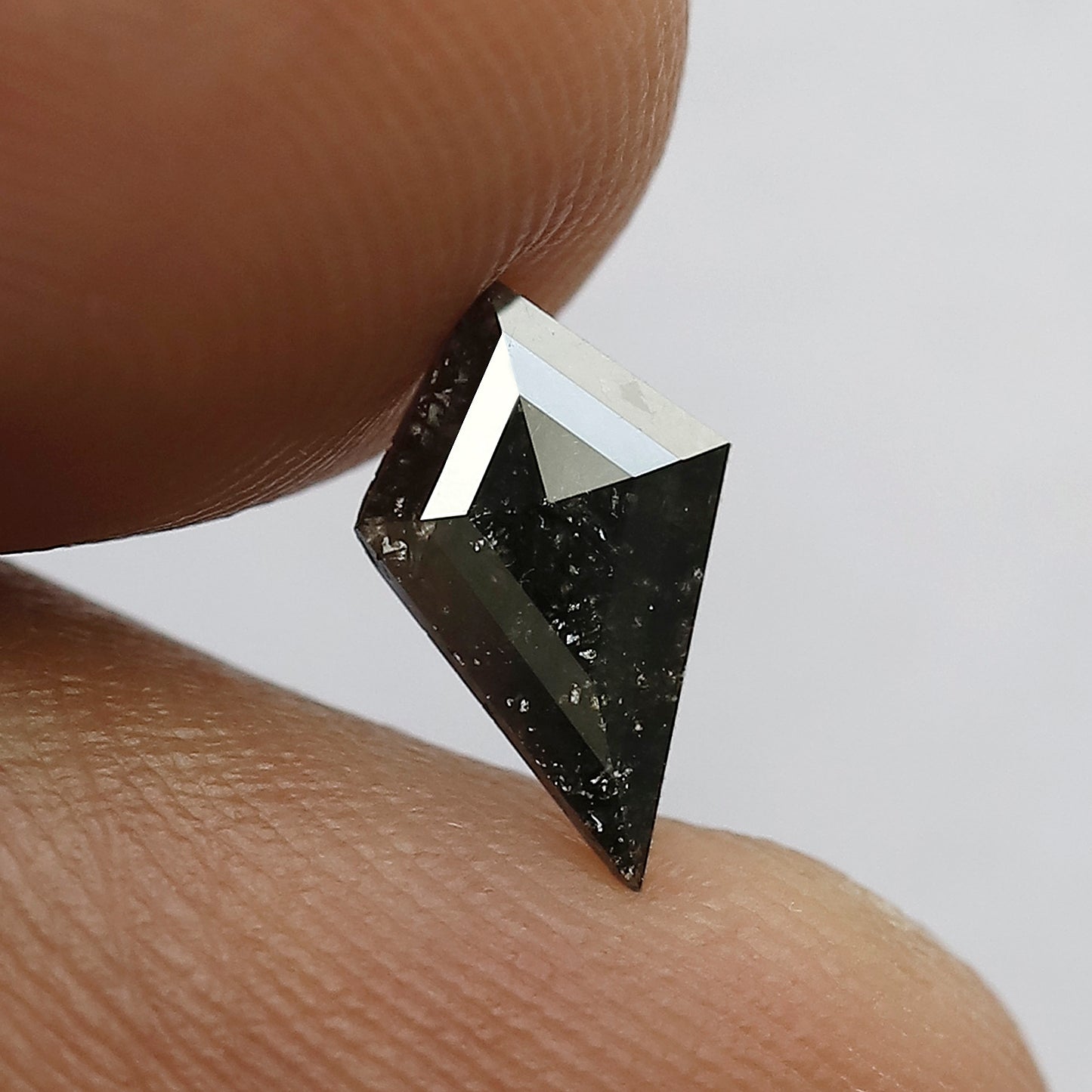 0.52 CT Kite Shape Salt and Pepper Diamond, Natural Gray Black Loose Ethical Diamond For Wedding Band