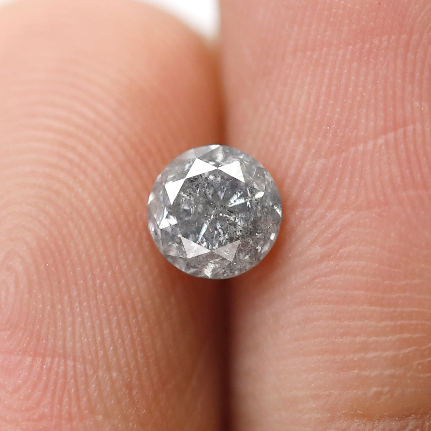 0.62 Ct Round Brilliant Salt and Pepper Diamond, Gray Black Natural Loose Diamond, 5.00 mm Conflict Free Anniversary Ring Stone