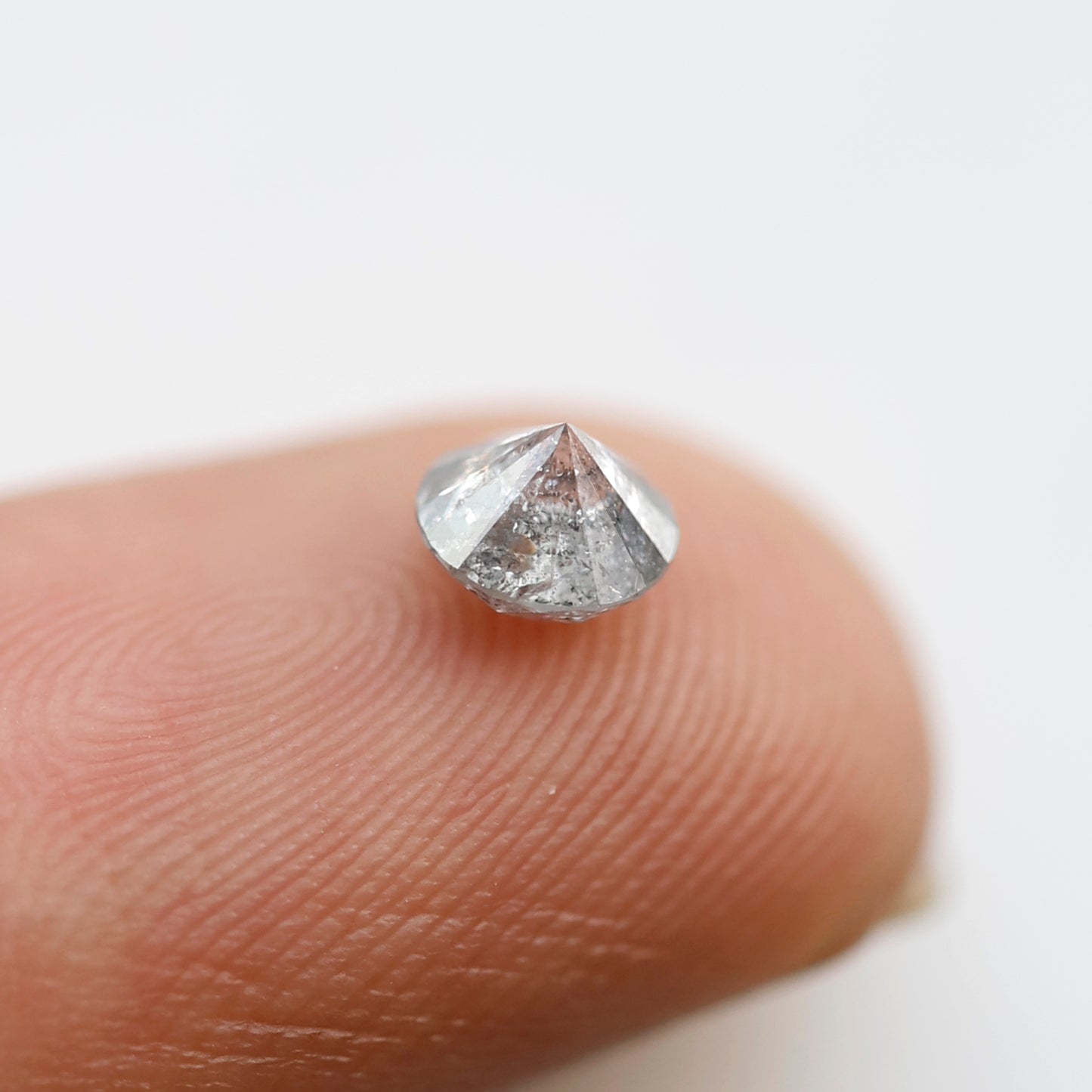 0.62 Ct Round Brilliant Salt and Pepper Diamond, Gray Black Natural Loose Diamond, 5.00 mm Conflict Free Anniversary Ring Stone