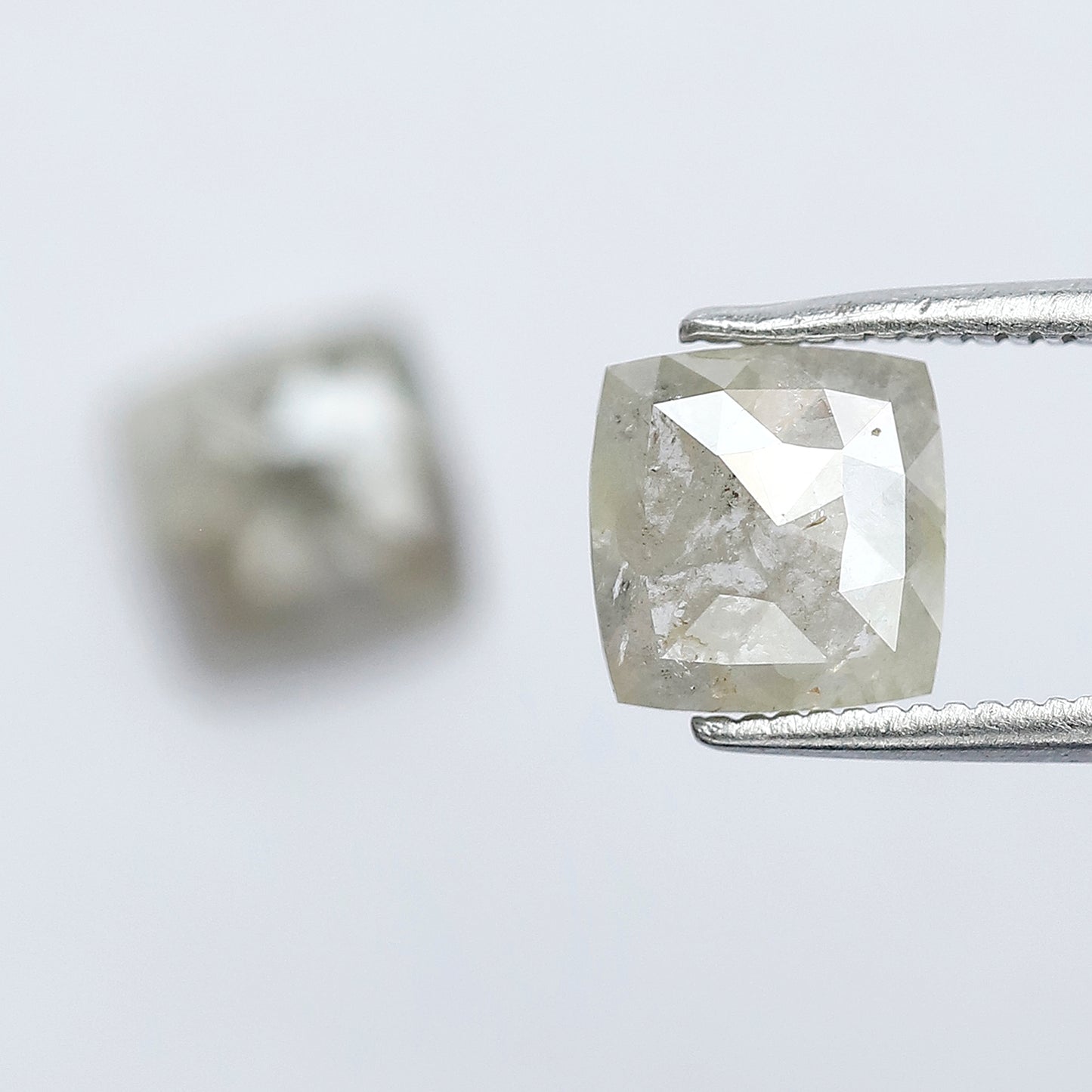 Rustic Cushion Shape Loose Diamond Pair | 2.18 Ct Natural Grayish Green Diamonds for Engagement Ring Making