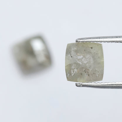 Rustic Cushion Shape Loose Diamond Pair | 2.18 Ct Natural Grayish Green Diamonds for Engagement Ring Making