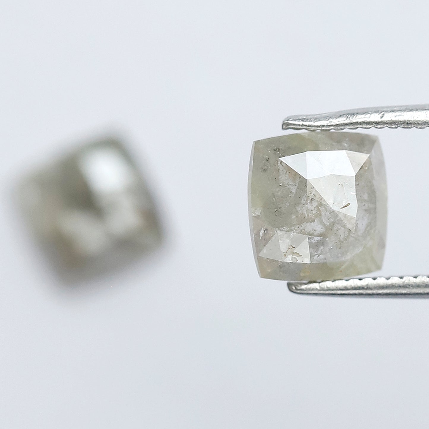 Rustic Cushion Shape Loose Diamond Pair | 2.18 Ct Natural Grayish Green Diamonds for Engagement Ring Making