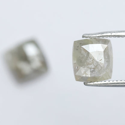 Rustic Cushion Shape Loose Diamond Pair | 2.18 Ct Natural Grayish Green Diamonds for Engagement Ring Making