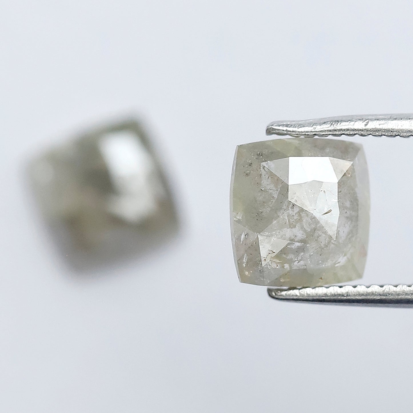 Rustic Cushion Shape Loose Diamond Pair | 2.18 Ct Natural Grayish Green Diamonds for Engagement Ring Making