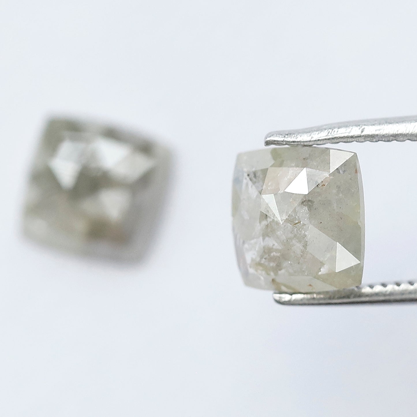 Rustic Cushion Shape Loose Diamond Pair | 2.18 Ct Natural Grayish Green Diamonds for Engagement Ring Making