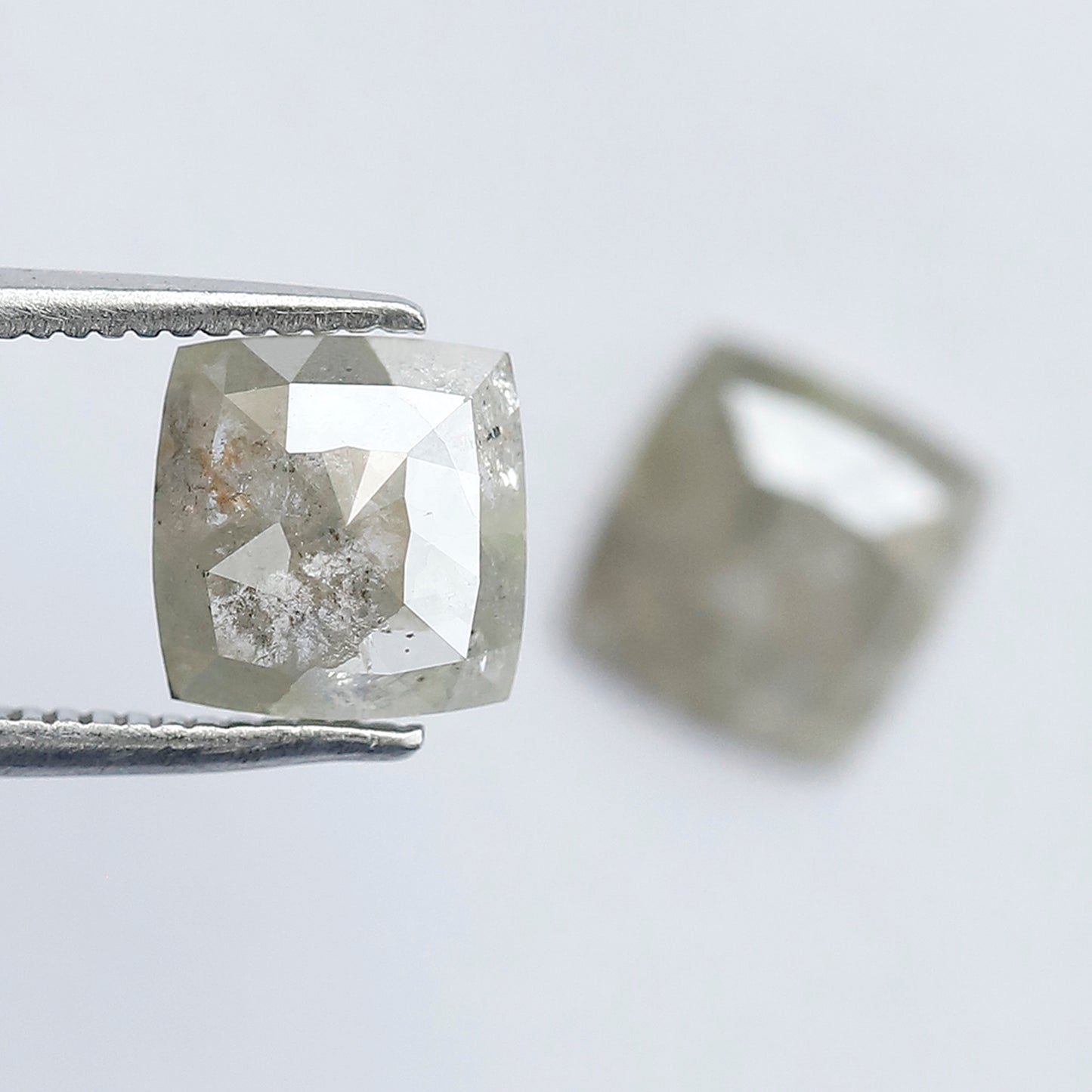 Rustic Cushion Shape Loose Diamond Pair | 2.18 Ct Natural Grayish Green Diamonds for Engagement Ring Making