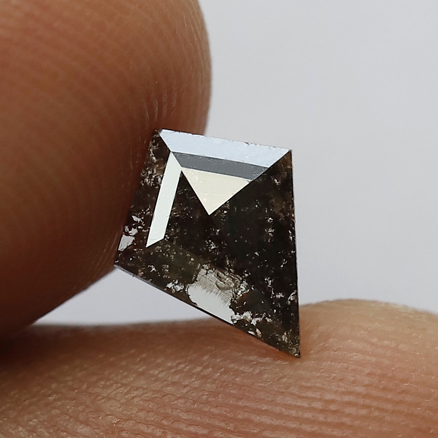0.49 CT Translucent Kite Shape Natural Diamond, 8.80 x 6.80 mm Gray Black Salt and Pepper Loose Diamond