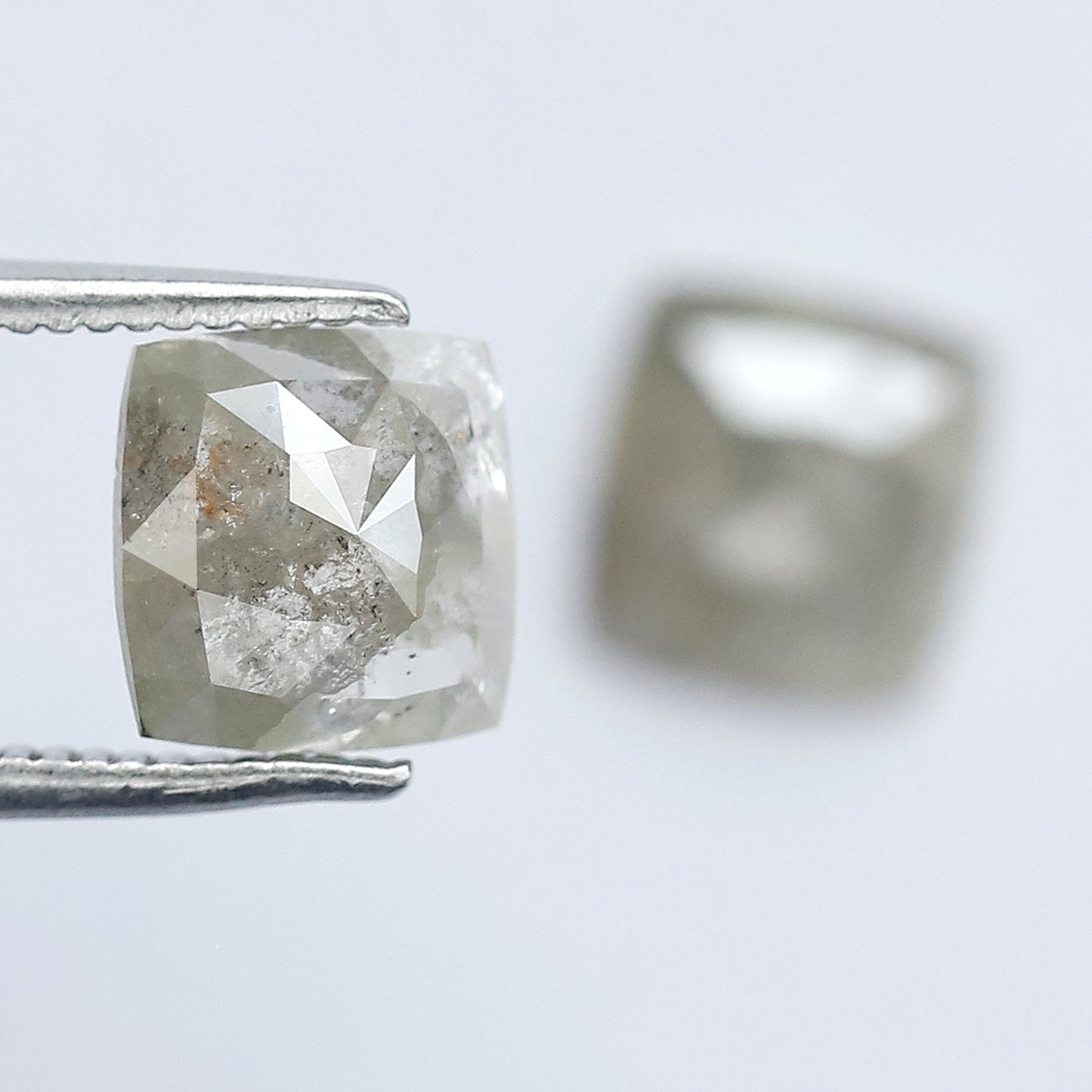 Rustic Cushion Shape Loose Diamond Pair | 2.18 Ct Natural Grayish Green Diamonds for Engagement Ring Making