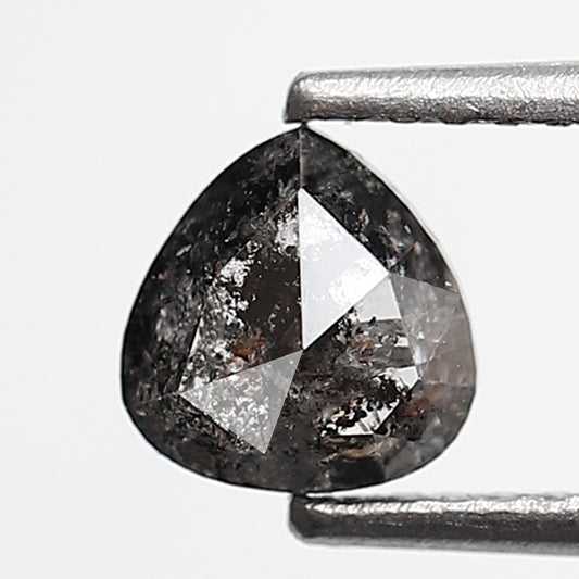 0.77 Ct Pear Shape Salt and Pepper Diamond 5 mm Natural Loose Grey Black Color Diamond