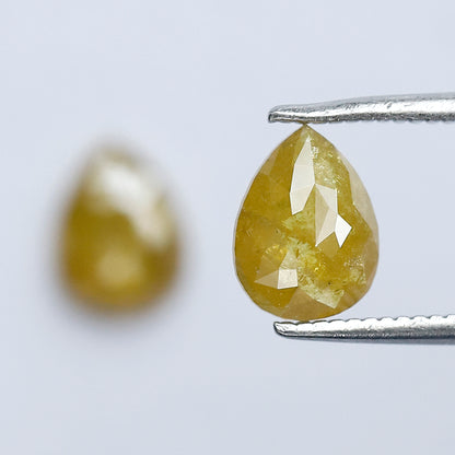 1.59 Ct Pear Loose Diamond Pair | Natural Yellow Rustic Diamonds | 7.50 x 5.70 mm Stud Earrings Stones