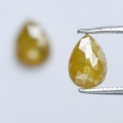 1.59 Ct Pear Loose Diamond Pair | Natural Yellow Rustic Diamonds | 7.50 x 5.70 mm Stud Earrings Stones