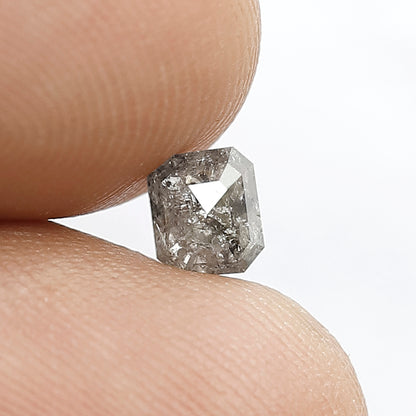 0.62 CT Emerald Shape Diamond 5 MM Grey Black Color Natural Loose Salt and Peeper Diamond For Custom Made Proposal Ring