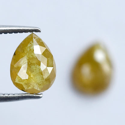 1.59 Ct Pear Loose Diamond Pair | Natural Yellow Rustic Diamonds | 7.50 x 5.70 mm Stud Earrings Stones