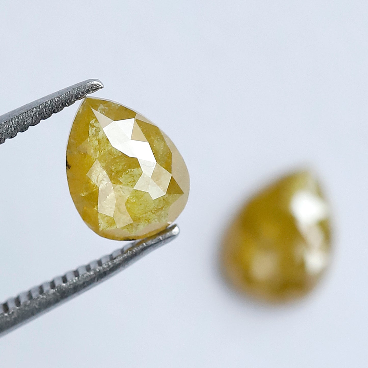 1.59 Ct Pear Loose Diamond Pair | Natural Yellow Rustic Diamonds | 7.50 x 5.70 mm Stud Earrings Stones