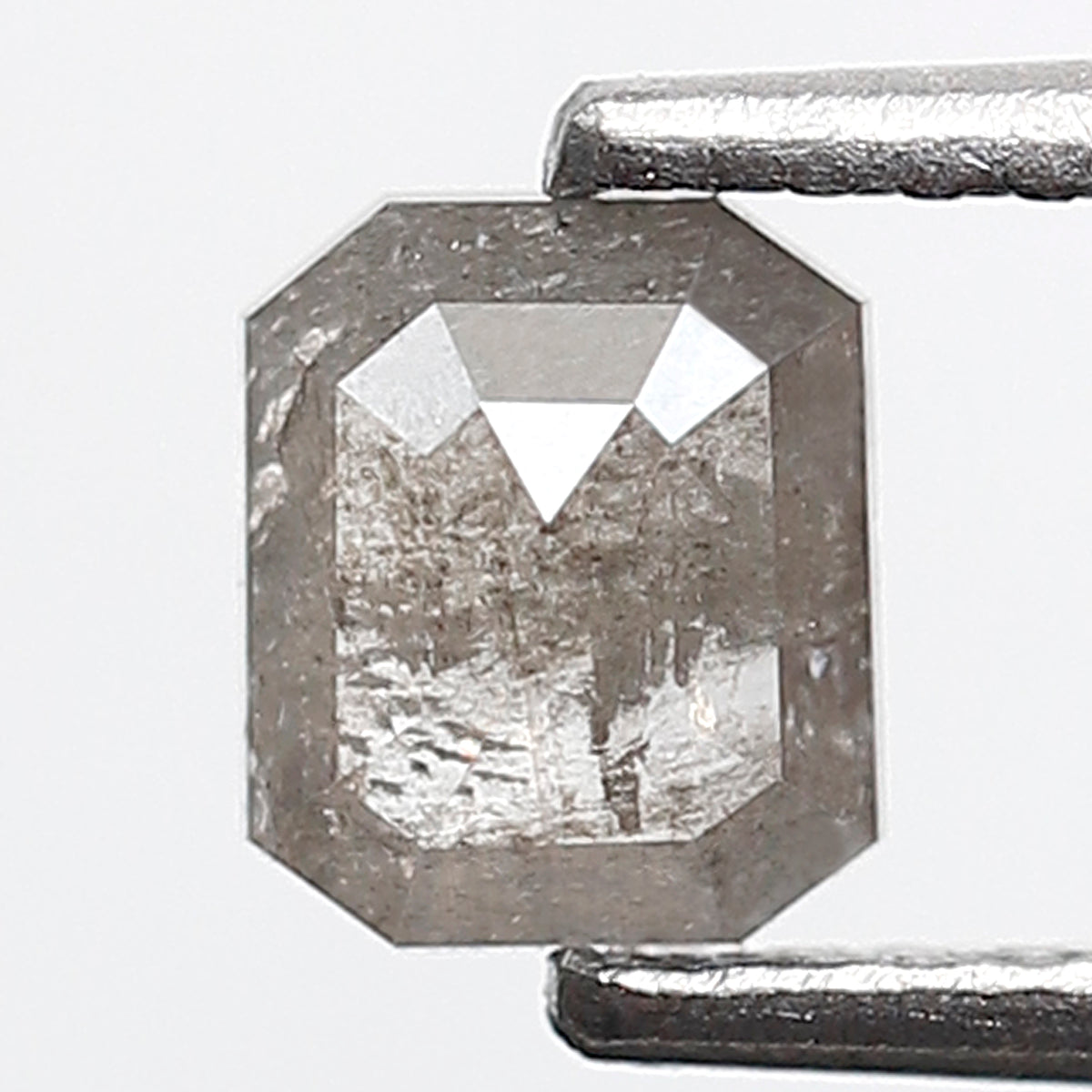 0.57 Ct Emerald Shape Salt and Pepper Diamond 5 mm Grey Color Natural Loose Diamond