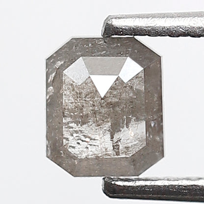 0.57 Ct Emerald Shape Salt and Pepper Diamond 5 mm Grey Color Natural Loose Diamond