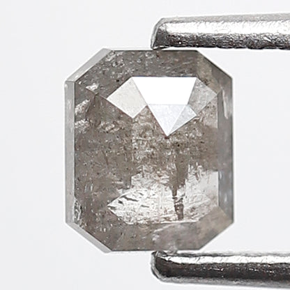 0.57 Ct Emerald Shape Salt and Pepper Diamond 5 mm Grey Color Natural Loose Diamond