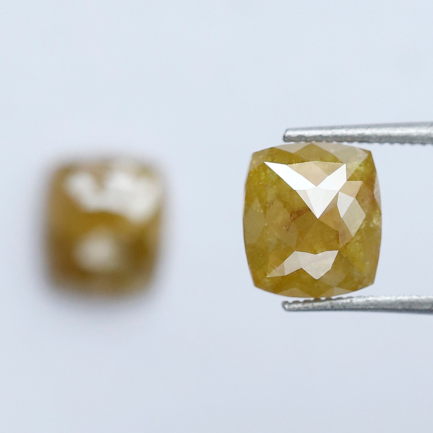 2.68 Ct Mustard Yellow Cushion Loose Diamond Pair | Natural Rustic Yellow Diamonds for Jewelry Making