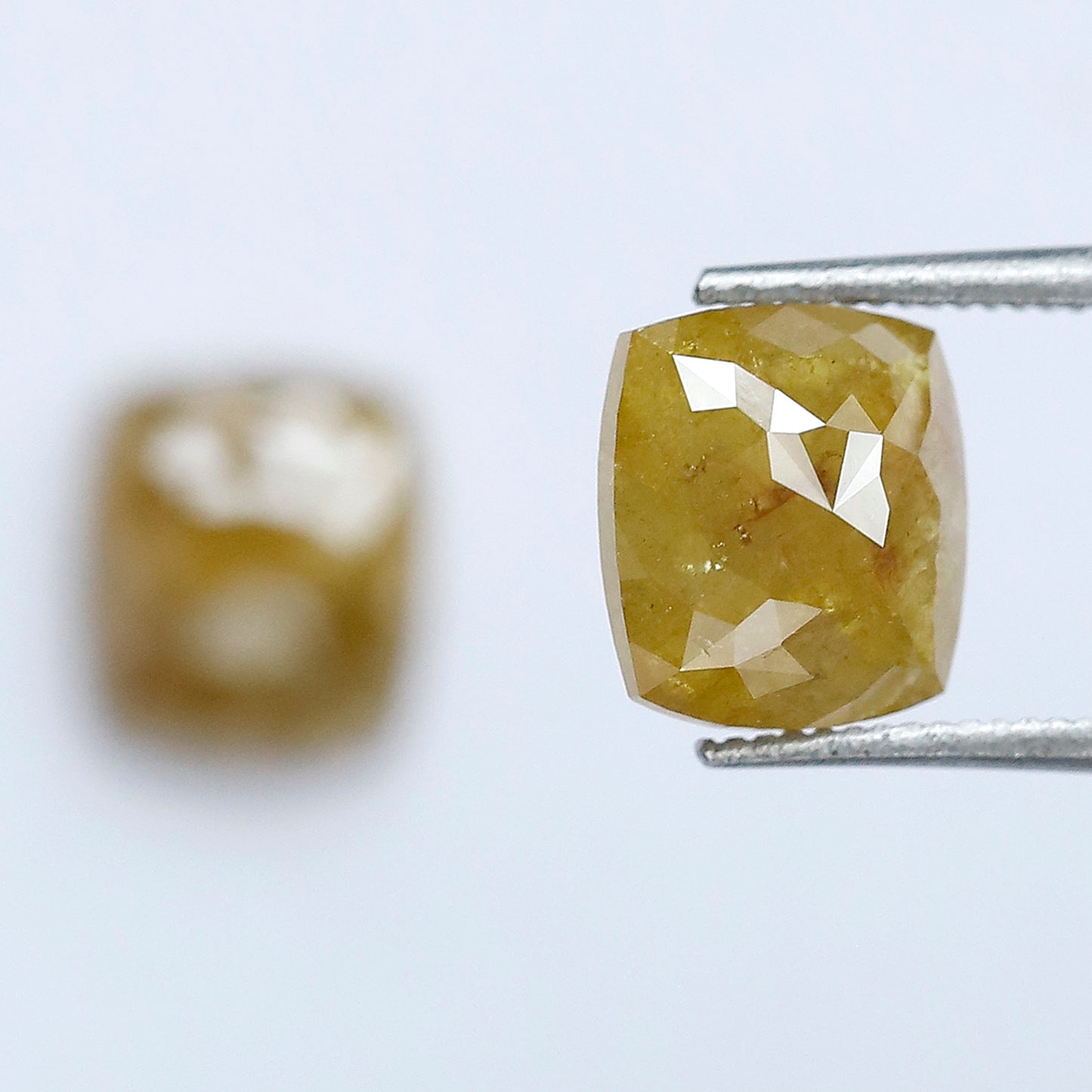 2.68 Ct Mustard Yellow Cushion Loose Diamond Pair | Natural Rustic Yellow Diamonds for Jewelry Making