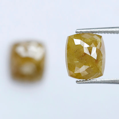 2.68 Ct Mustard Yellow Cushion Loose Diamond Pair | Natural Rustic Yellow Diamonds for Jewelry Making