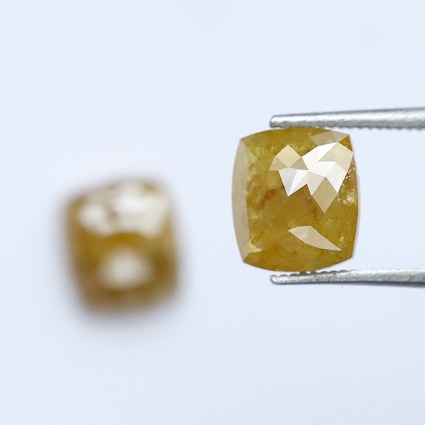 2.68 Ct Mustard Yellow Cushion Loose Diamond Pair | Natural Rustic Yellow Diamonds for Jewelry Making