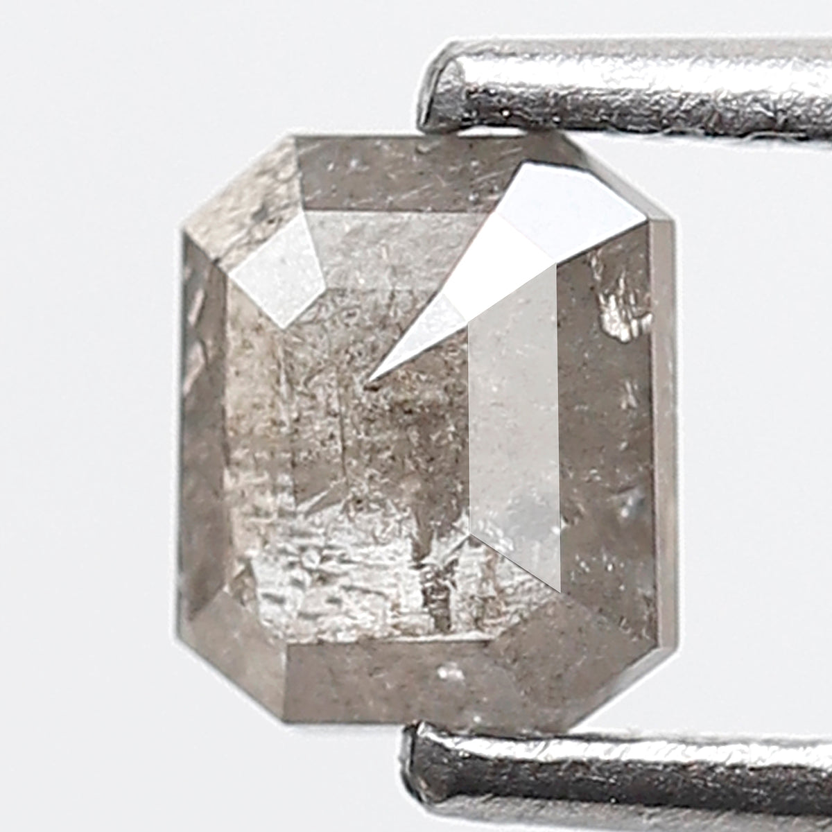 0.57 Ct Emerald Shape Salt and Pepper Diamond 5 mm Grey Color Natural Loose Diamond